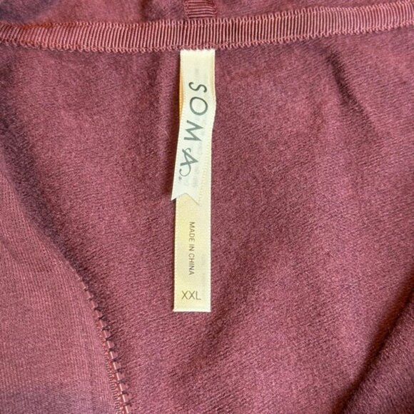 Soma Ultra Soft Fleece Jacket Merlot Full Zip Hoodie XXL Loungewear NEW - Picture 5 of 9